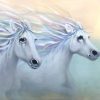 TWO WHITE SHAMANIC HORSES